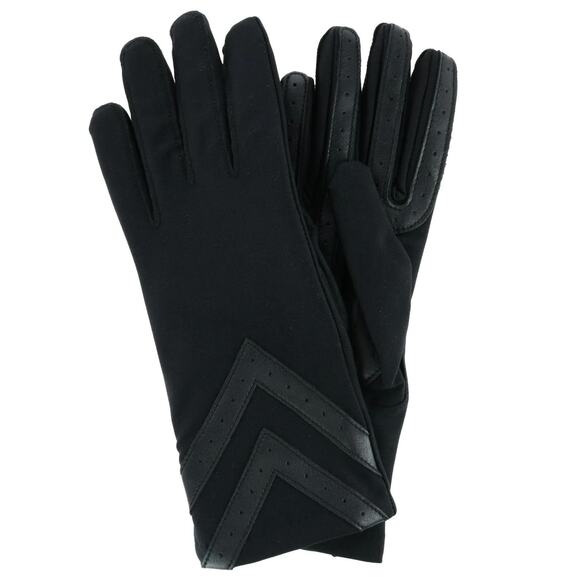 Isotoner Women's Chevron Spandex Gloves smartDri smarTouch Black Small/Medium - Picture 2 of 4